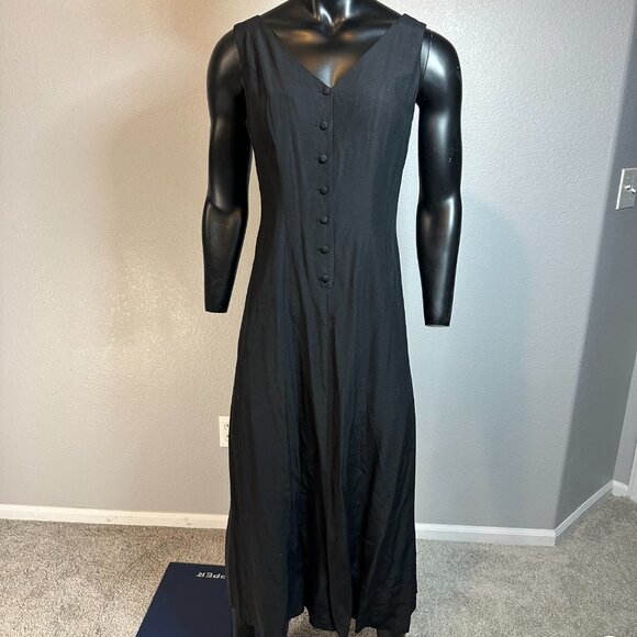 Wild Rose Black Sleeveless Button Front Midi Dress w/ Embroidered Jacket Size 8 - Picture 7 of 10